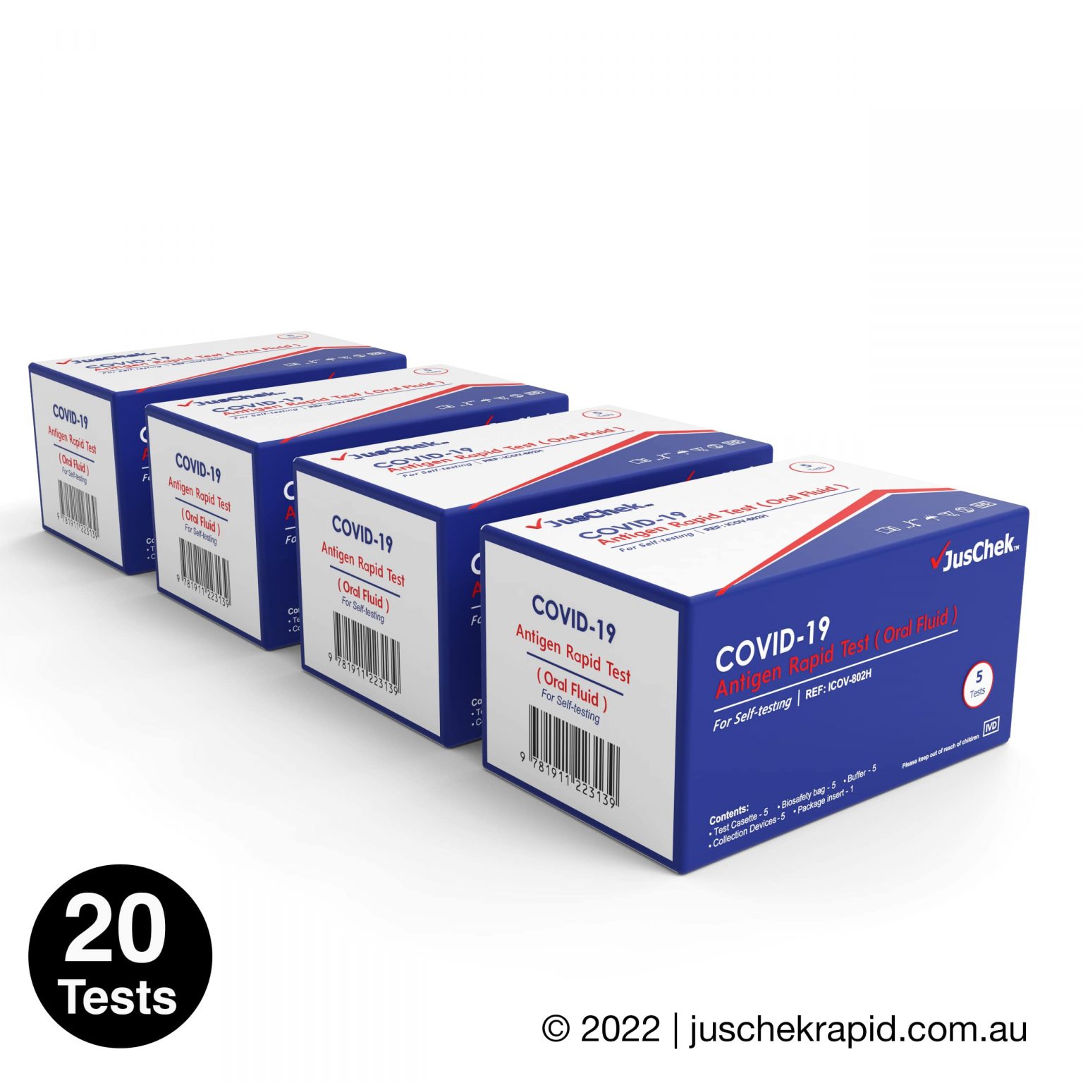 JusChek COVID-19 Rapid Antigen Test RATs (Oral Fluid) – 20 Pack ...