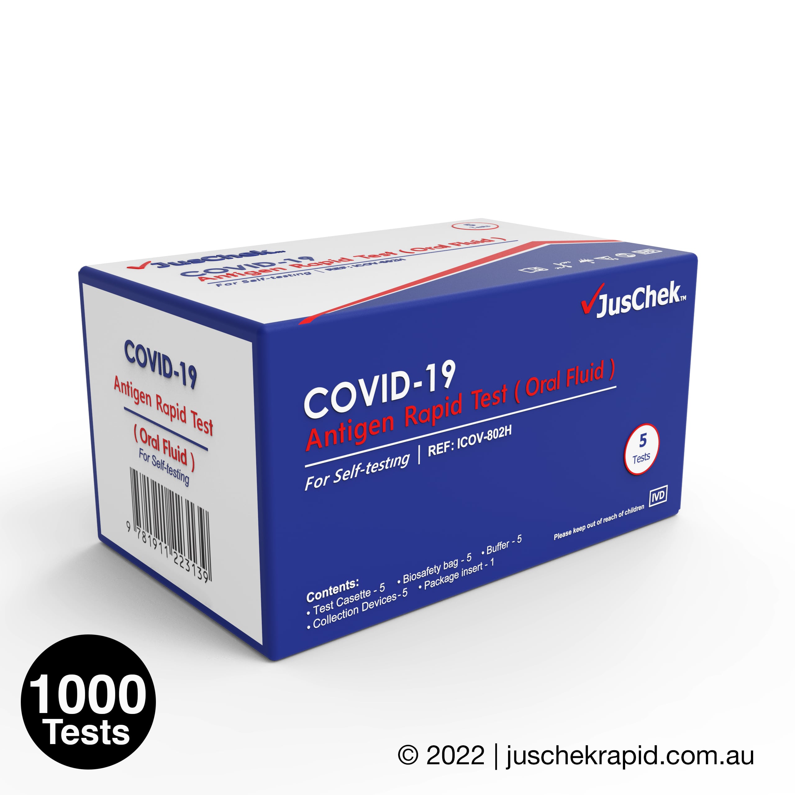 JusChek COVID-19 Rapid Antigen Test RATs (Oral Fluid) – 1000 Pack ...