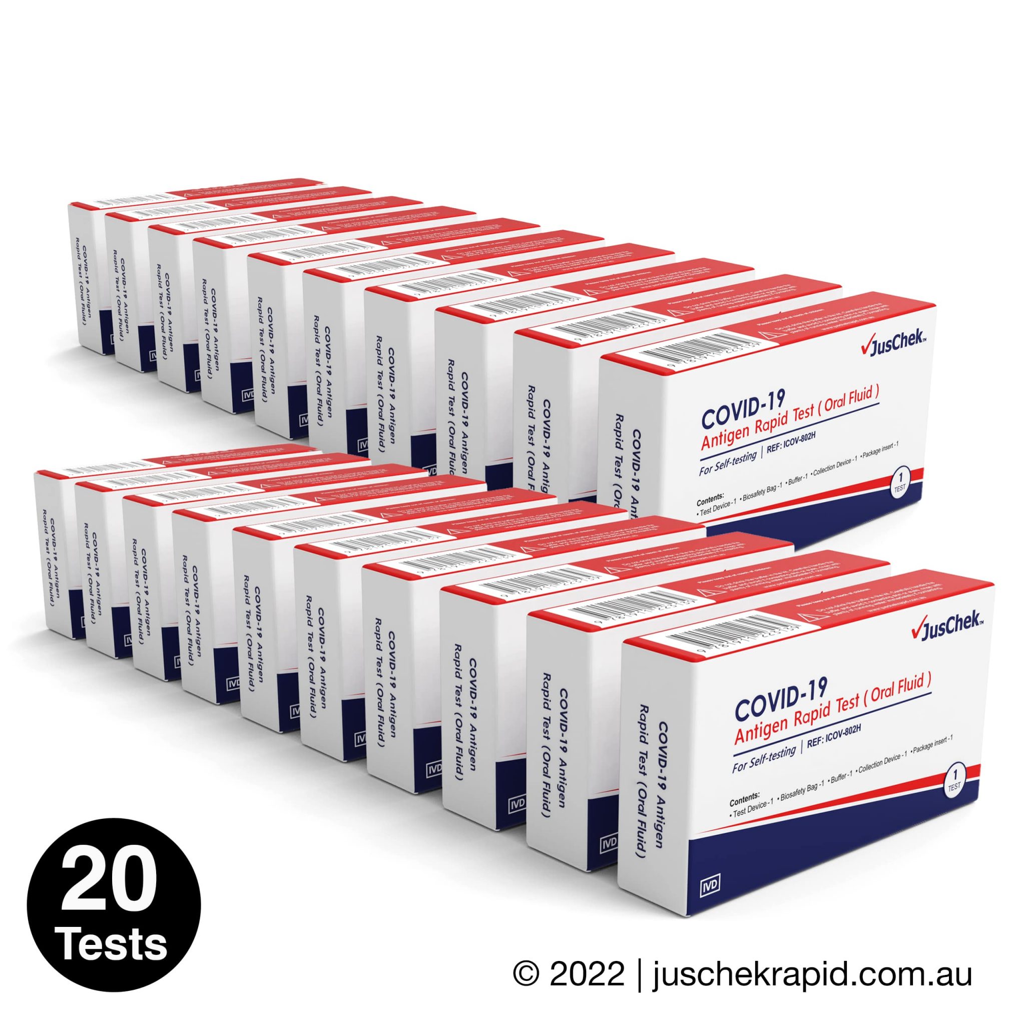 JusChek COVID-19 Rapid Antigen Test RATs (Oral Fluid) – 20 Singles ...